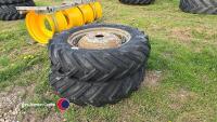 Pair 12.4 x 28 wheels and tyres to suit MF/Ford etc - 3