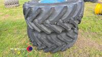 Pair 21.3 x 24 wheels and tyres, 8 stud