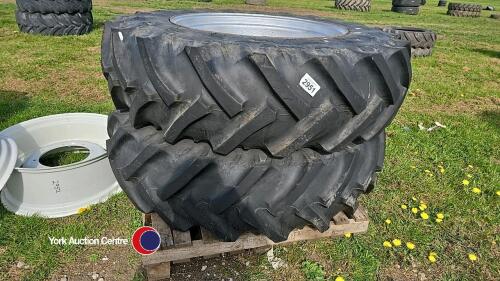 Pair 16.9 x 34 tyres on MF Square centre rims