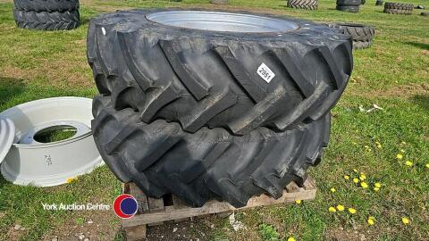 Pair 16.9 x 34 tyres on MF Square centre rims