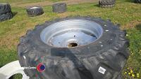 Pair 16.9 x 34 tyres on MF Square centre rims - 2
