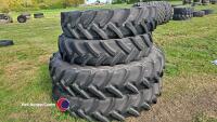 Set row crop wheels and tyres MF 8 stud , fronts 320/85 x 34 10 stud and rears 340/85 x 48 8 stud 150mm C/B, Mitas tyres approx 90%
