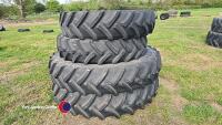 Set row crop wheels and tyres MF 8 stud , fronts 320/85 x 34 10 stud and rears 340/85 x 48 8 stud 150mm C/B, Mitas tyres approx 90% - 5