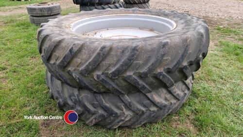 2 x Michelin 480/80R46 8 stud row crops to fit Massey Ferguson