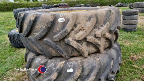 2 x Vredestein 650/65R42 10 stud John Deere wheels