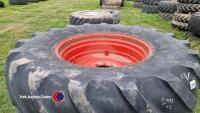 2 x Michelin Mach X Bib 650/75R38 8 stud Fendt wheels - 2