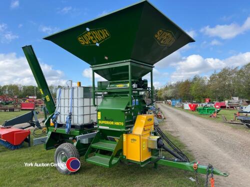 2024 Superior HM70 hammer mill. Done 1 demo, unloading auger dismantled for transport, pto in office