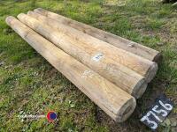 4 x 125mm diameter fencing straining posts - 2