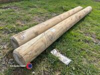2 x 2.4m x 150mm diameter fencing straining posts - 2