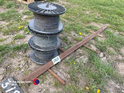 3 x electric fence reels with post