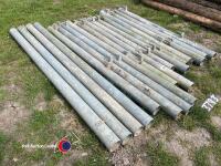 16 galvanised gate posts, mostly with hinges