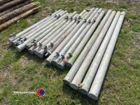 16 galvanised gate posts, mostly with hinges - 2