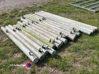 16 galvanised gate posts, mostly with hinges - 3