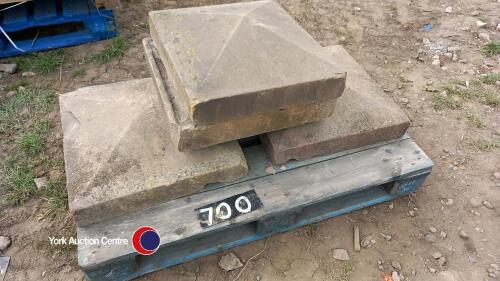 4 x reclaimed Yorkshire stone pier caps