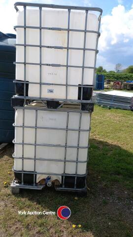 2 x 1000L IBC clean with cage for storing water
