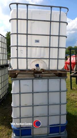 2 x 1000L IBC clean with cage for storing water