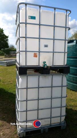 2 x 1000L IBC clean with cage for storing water