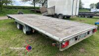 Woodford 18ft flatbed twin wheel car trailer with ramps, recently serviced. GWO - 3