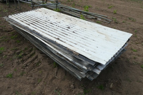 Pallet of corrugated roofing sheets, mixed