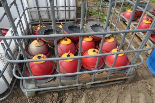 IBC of hanging poultry drinkers