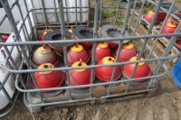 IBC of hanging poultry drinkers