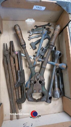 Mixed old workshop tools