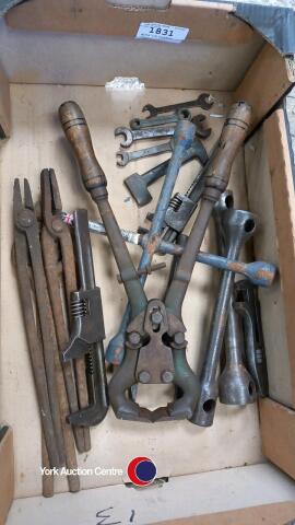 Mixed old workshop tools