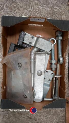 Box of gate fasteners, hinges etc