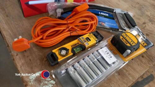 Assortment of Dewalt tools etc, new
