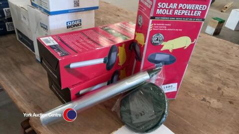 3 x solar powered mole and pest repellers, boxed
