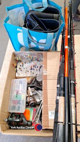 Selection of fishing rods, reels and tackle