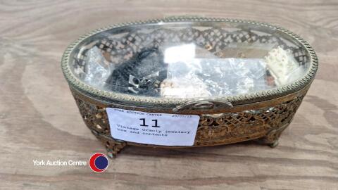 Vintage Ormoly jewelery box and contents