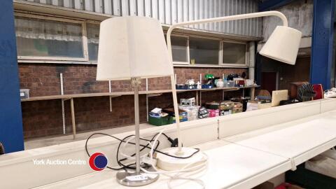 Angled desk lamp plus bedside table lamp