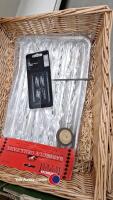 Box of assorted household bric a brac inc BBQ utensils and light bulbs - 4