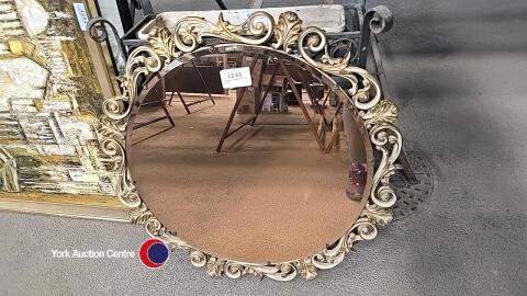 Vintage round bevelled mirror