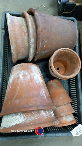 Quantity of clay vintage plant pots, various sizes