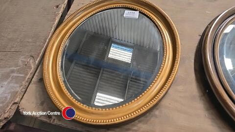 Edwardian oval gilt framed bevel edged mirror 60cm x 50cm