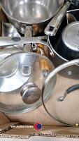 Box of assorted pans plus quantity of cutlery and utensils - 5