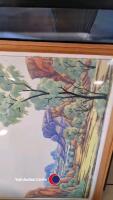 4 x Pictures plus wooden framed mirror - 2