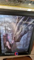 4 x Pictures plus wooden framed mirror - 3