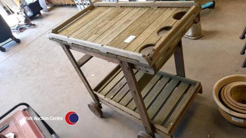Wooden garden drinks trolly