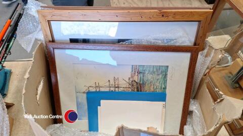 Box of 4 pictures including an Alan Stuttle