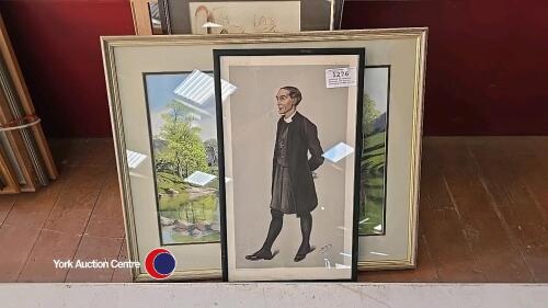 Quantity of assorted pictures and prints including framed mirror
