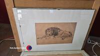 Quantity of pictures, prints and mirror inc Sampler - 7
