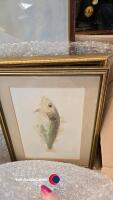 4 x watercolour paintings of fish plus a watercolour of sailing boat - 3