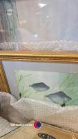 4 x watercolour paintings of fish plus a watercolour of sailing boat - 4