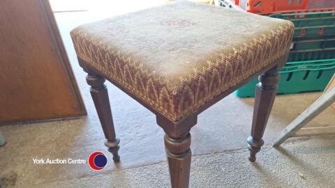 Victorian mahogany framed tapestry topped stool