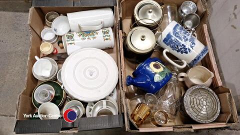 2 x boxes of assorted ornaments and tableware