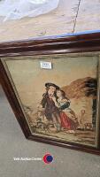 Large antique rosewood framed picture of Highland scene 36in x 29 in