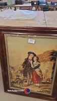 Large antique rosewood framed picture of Highland scene 36in x 29 in - 2
